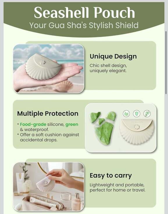 RENA CHRIS 100% Natural Xiuyan Jade Gua Sha Facial Tool with Silicone Seashell P - Picture 3 of 7